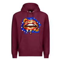 Burgundy leopard american flag lips Premium Hoodie - Zillion Design Studio