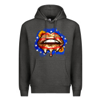 Charcoal Heather leopard american flag lips Premium Hoodie - Zillion Design Studio