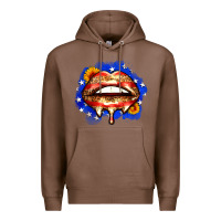 Chestnut leopard american flag lips Premium Hoodie - Zillion Design Studio