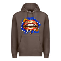 Coffee leopard american flag lips Premium Hoodie - Zillion Design Studio