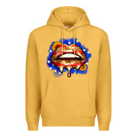 Mustard leopard american flag lips Premium Hoodie - Zillion Design Studio