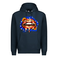Navy leopard american flag lips Premium Hoodie - Zillion Design Studio