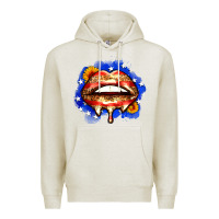 Oatmeal Heather leopard american flag lips Premium Hoodie - Zillion Design Studio