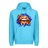 Ocean Blue leopard american flag lips Premium Hoodie - Zillion Design Studio