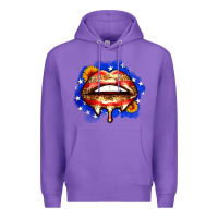 Purple leopard american flag lips Premium Hoodie - Zillion Design Studio