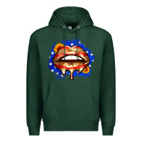 Sports Green leopard american flag lips Premium Hoodie - Zillion Design Studio