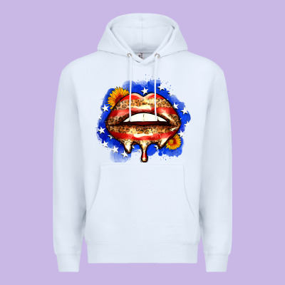 Leopard American Flag Lips Premium Hoodie Designed By Zillion Design Studio