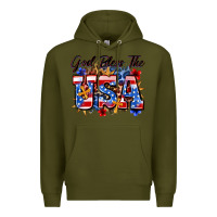 Army Green god bless the usa Premium Hoodie - Zillion Design Studio