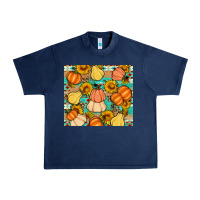 Navy pumpkin sunflowers leaves Urban Heavy Tee - Artiststas