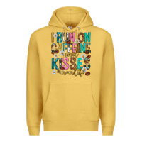 Antique Gold i run on caffeine and kisses mothers day Premium Hoodie - texasbilliewilder