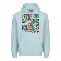 Blue Mist i run on caffeine and kisses mothers day Premium Hoodie - texasbilliewilder