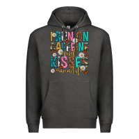 Charcoal Heather i run on caffeine and kisses mothers day Premium Hoodie - texasbilliewilder