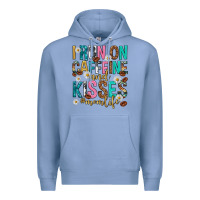 Colony Blue i run on caffeine and kisses mothers day Premium Hoodie - texasbilliewilder