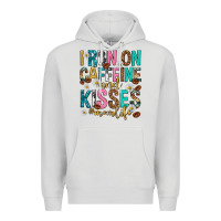 Dove Grey i run on caffeine and kisses mothers day Premium Hoodie - texasbilliewilder