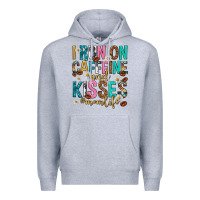 Heather Grey i run on caffeine and kisses mothers day Premium Hoodie - texasbilliewilder