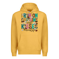 Mustard i run on caffeine and kisses mothers day Premium Hoodie - texasbilliewilder