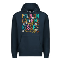 Navy i run on caffeine and kisses mothers day Premium Hoodie - texasbilliewilder