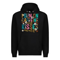 Black i run on caffeine and kisses mothers day Premium Hoodie - texasbilliewilder