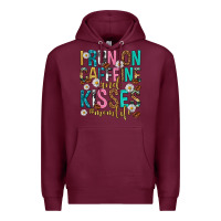 Burgundy i run on caffeine and kisses mothers day Premium Hoodie - texasbilliewilder