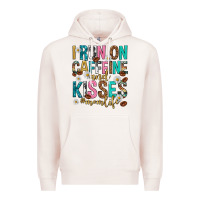 Pale Pink i run on caffeine and kisses mothers day Premium Hoodie - texasbilliewilder