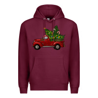 Burgundy christmas trees with truck Premium Hoodie - RanaPortraitStore