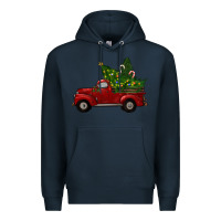 Navy christmas trees with truck Premium Hoodie - RanaPortraitStore