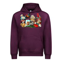 Mauve Wine rooster coffee cups Urban Hoodie - Zillion Design Studio