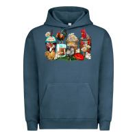 Pigment Midnight Navy rooster coffee cups Urban Hoodie - Zillion Design Studio