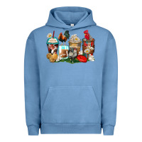 Pigment Pebble Blue rooster coffee cups Urban Hoodie - Zillion Design Studio