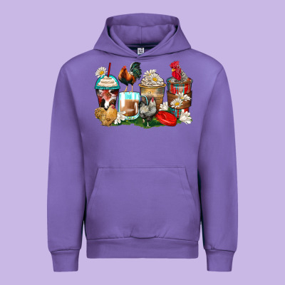 Rooster Coffee Cups Urban Hoodie Designed By Zillion Design Studio