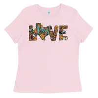 Bubblegum Pink love texas map sunflower leopard cowhide Ladies Tee - Artiststas