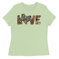 Matcha love texas map sunflower leopard cowhide Ladies Tee - Artiststas