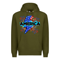 Army Green America with lightning bolt Premium Hoodie - Zillion Design Studio