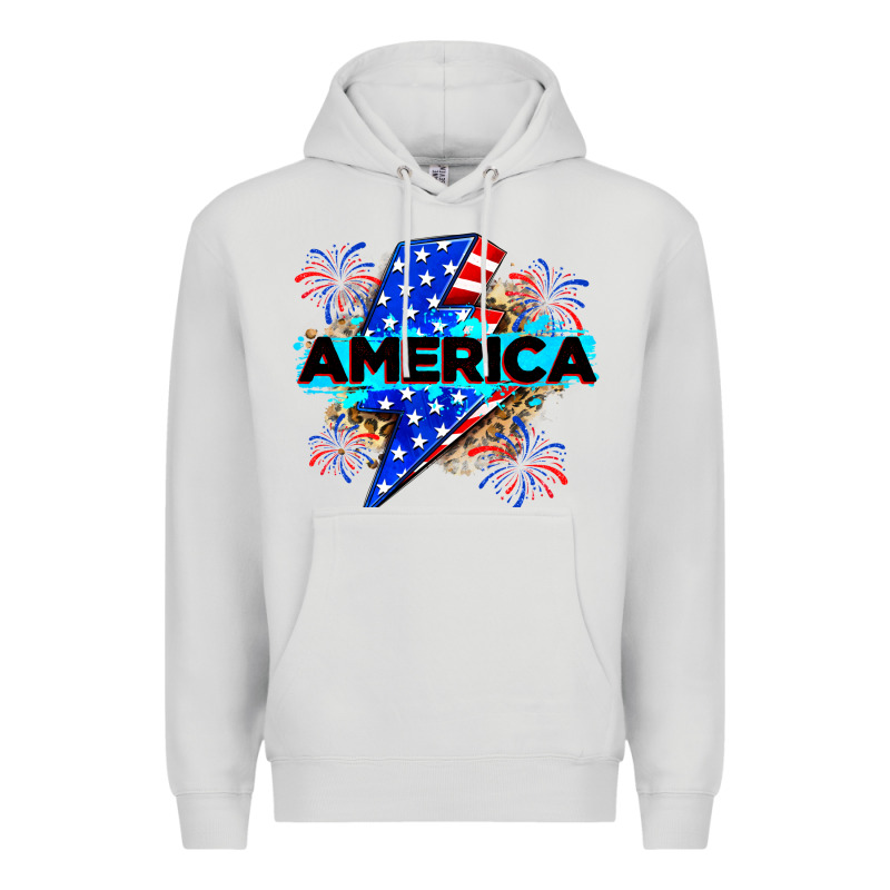 America With Lightning Bolt Premium Hoodie by Zillion Design Studio | Teevron