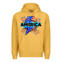 Mustard America with lightning bolt Premium Hoodie - Zillion Design Studio