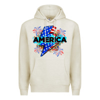 Oatmeal Heather America with lightning bolt Premium Hoodie - Zillion Design Studio