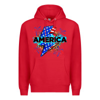 Red America with lightning bolt Premium Hoodie - Zillion Design Studio