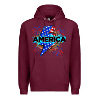 Burgundy America with lightning bolt Premium Hoodie - Zillion Design Studio