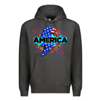 Charcoal Heather America with lightning bolt Premium Hoodie - Zillion Design Studio