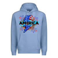 Colony Blue America with lightning bolt Premium Hoodie - Zillion Design Studio