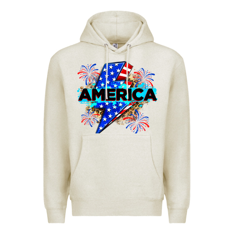 America With Lightning Bolt Premium Hoodie by Zillion Design Studio | Teevron