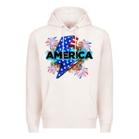 Pale Pink America with lightning bolt Premium Hoodie - Zillion Design Studio