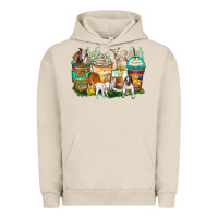 Pigment French Oak goats coffee cups Urban Hoodie - Zillion Design Studio