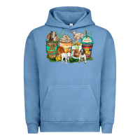 Pigment Pebble Blue goats coffee cups Urban Hoodie - Zillion Design Studio