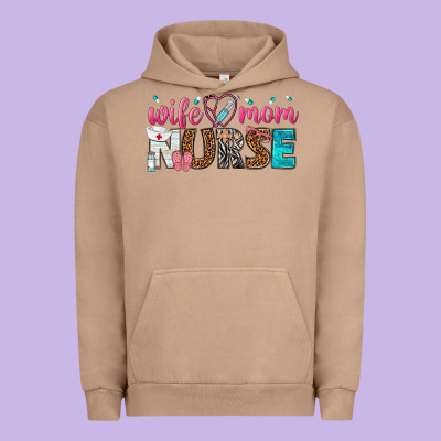Wife Mom Nurse Urban Hoodie Designed By Texasbilliewilder