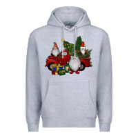 Heather Grey christmas gnomes with truck Premium Hoodie - RanaPortraitStore