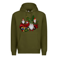 Army Green christmas gnomes with truck Premium Hoodie - RanaPortraitStore