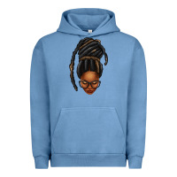 Pigment Pebble Blue afro woman faux jumbo locs Urban Hoodie - texasbilliewilder