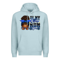 Blue Mist in my cheer mom era afro messy bun Premium Hoodie - texasbilliewilder