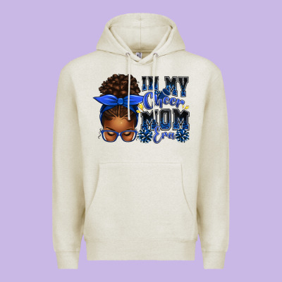 In My Cheer Mom Era Afro Messy Bun Premium Hoodie Designed By Texasbilliewilder